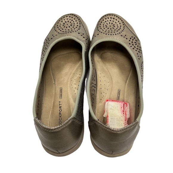 ROCKPORT Metallic Pewter Laser Cut Out Flats Slip On Loafers Genuine Leather 7.5 - Picture 7 of 16